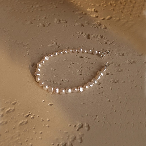 小银子天然巴洛克珍珠手链
