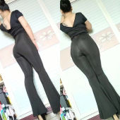 包臀透明开档透明打底裤 男女都可穿 cd大码 冰丝小脚裤 光亮喇叭裤