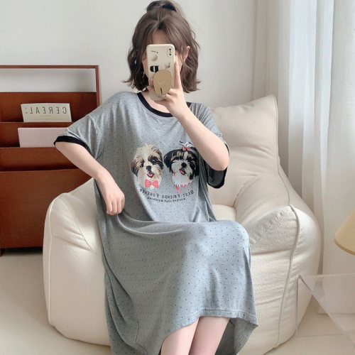 带胸垫睡裙女夏季短袖莫代尔睡衣
