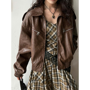 潮流翻领外套拉链 翻领复古机车夹克时尚 今年流行特惠2025秋季 新品