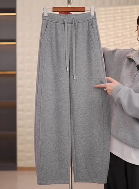 今年流行特惠灰色羊毛呢镰刀休闲裤女2025秋冬季新款加绒高腰垂