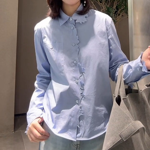 衬衫 今年流行特惠2026春季 简约风休闲衬衣剪纸切割长袖 女装 新品