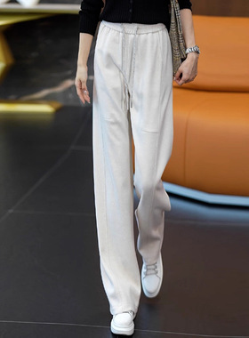 今年流行特惠灰色阔腿休闲裤女2025秋冬季新款卫裤高腰宽松显瘦
