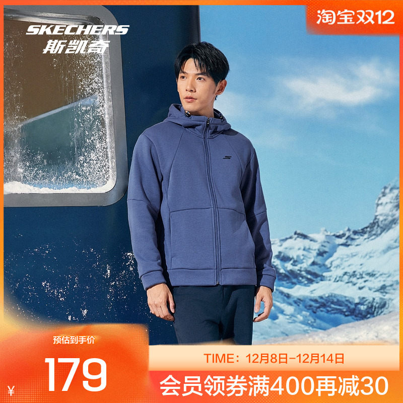 Skechers斯凯奇2025秋冬新品男士连帽针织外套 保暖舒适