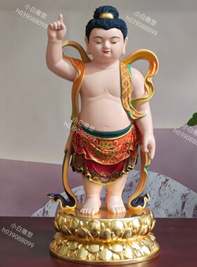 太子佛彩绘极彩贴真金佛像纯铜雕