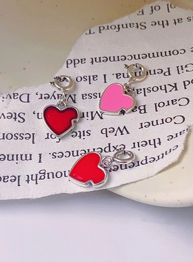 S925纯银红色爱心吊坠