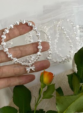 S925银猫眼石蝴蝶结手链