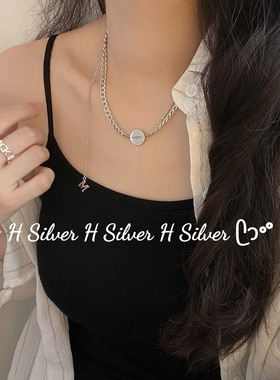 韩版S925银双层叠加锁骨项链