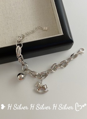 s925纯银小马手链做旧