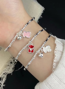 S925银滴胶简约百搭小熊软糖手链