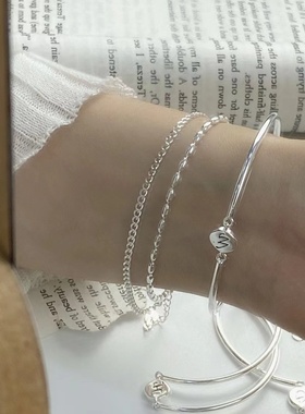 通体925银轻奢字母爱心米珠手链