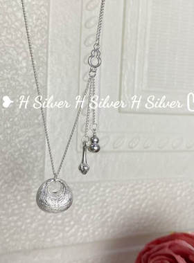 S925银拉丝银坨坨项链