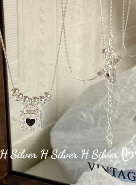 S925银韩版简约ins风爱心锁项链