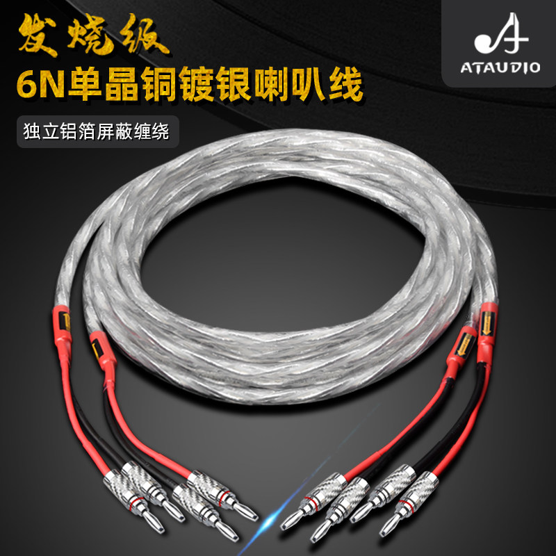 发烧级音响喇叭线HiFi镀银环绕线音箱线香蕉头Y插