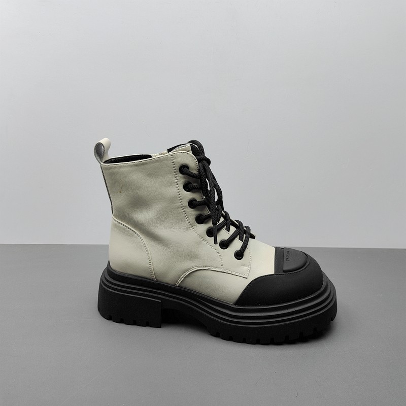 2025尾货工厂断码处理女鞋马丁靴平跟圆头拼色侧拉链短筒36码,女鞋,马丁靴,淘宝优惠券,粉丝福利购,淘宝优惠卷