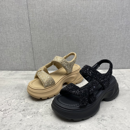 夏季断码水钻厚底增高女凉鞋