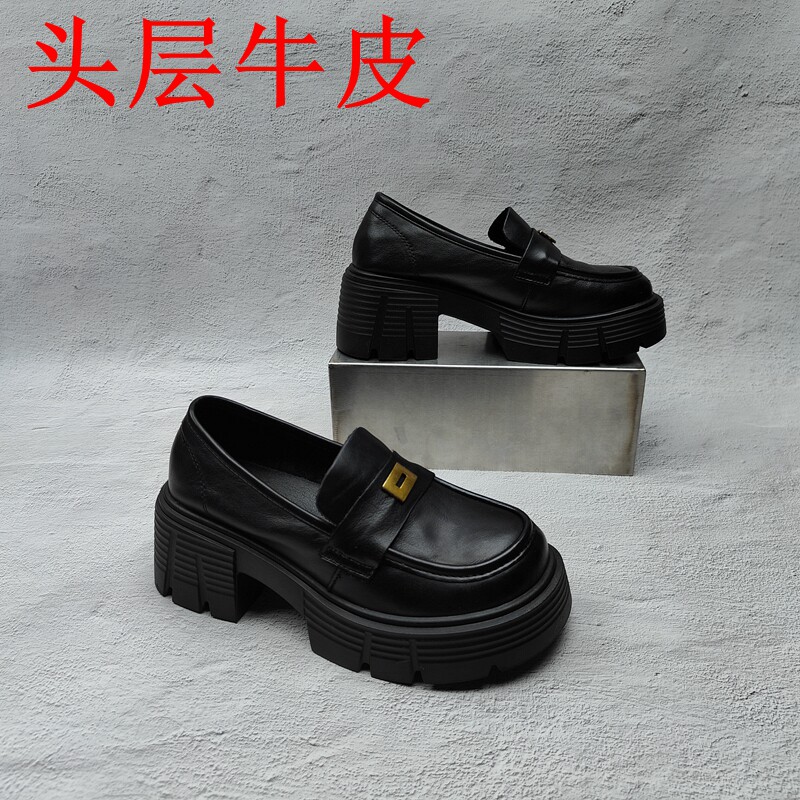 头层牛皮女鞋一脚蹬乐福鞋轻便