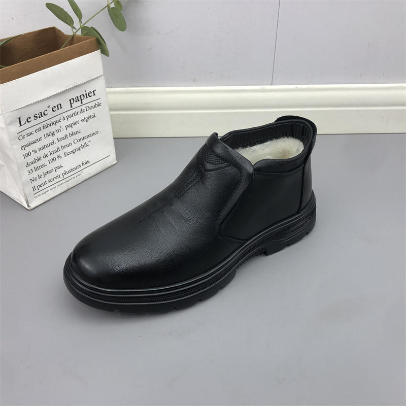 外贸真皮男棉鞋高帮厚底加厚保暖