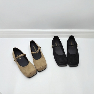 清仓尾货女鞋2024春季新款软底防滑搭扣魔术贴方头森系马丽珍单鞋