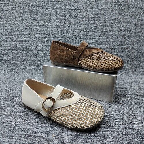 春季编织平底玛丽珍女鞋透气百搭