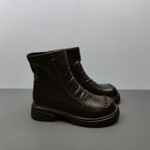 圆头平跟后拉链马丁靴堆堆靴显瘦36码 2025尾货工厂断码 处理女鞋