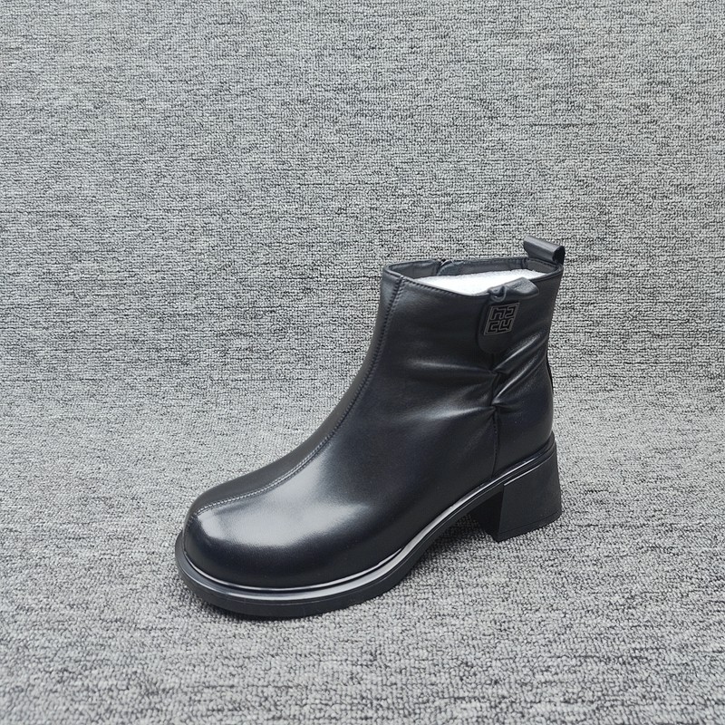 25尾货工厂断码处理女棉鞋真皮短筒侧拉链秋冬款低跟保暖舒适休闲,女鞋,马丁靴,淘宝优惠券,粉丝福利购,淘宝优惠卷