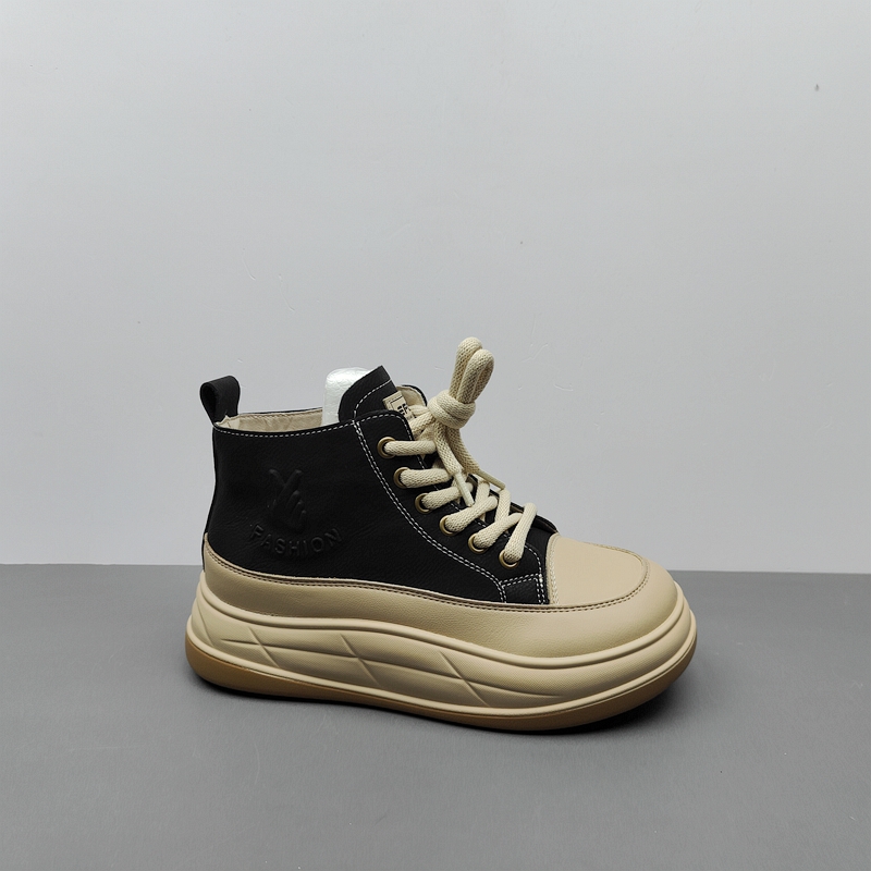 手工复古高帮鞋真皮圆头百搭36码