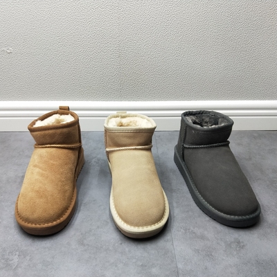 磨砂皮雪地靴加绒百搭真皮