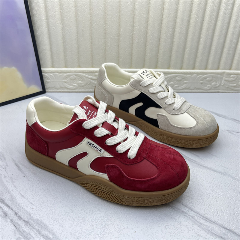 26春季新款断码真皮拼色德训鞋女单鞋休闲厚底运动鞋圆头透气板鞋,女鞋,时尚休闲鞋,淘宝优惠券,粉丝福利购,淘宝优惠卷