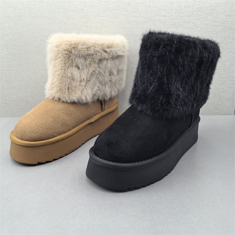 25冬季尾货处理新款真皮短筒女棉靴毛口雪地靴增高厚底磨砂牛皮,女鞋,时尚雪地靴,淘宝优惠券,粉丝福利购,淘宝优惠卷