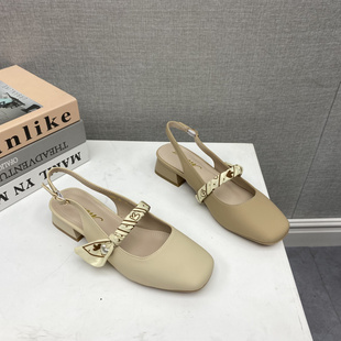 2023夏季新款品牌撤柜女鞋放她走红根真皮复古百搭舒适流行凉鞋女