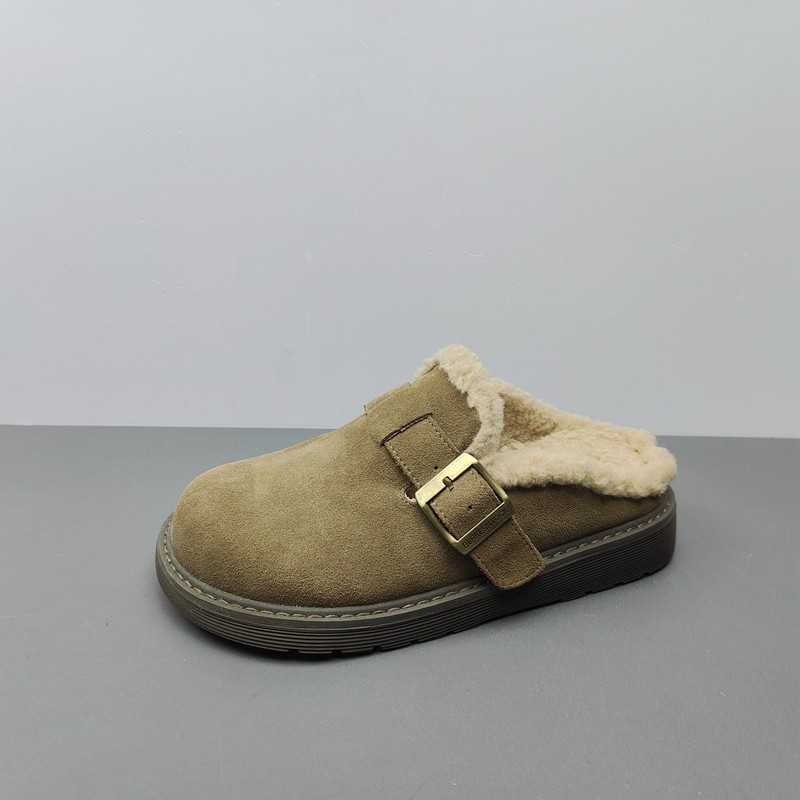 2025冬季尾货处理新款真皮女棉靴韩版一脚蹬保暖女拖鞋勃肯鞋35码,女鞋,时尚雪地靴,淘宝优惠券,粉丝福利购,淘宝优惠卷