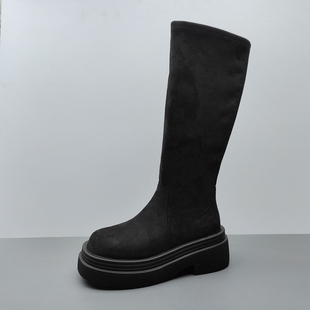 冬季 弹力靴厚底高筒骑士靴女长靴加绒保暖瘦瘦靴36.37.38.39 女鞋