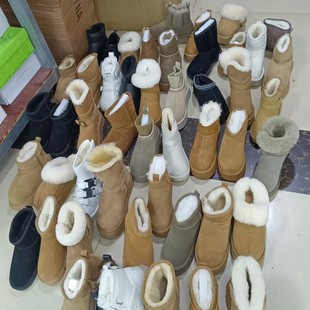 特~福利!羊毛雪地靴牛皮加绒女短靴磨砂皮棉鞋真皮真毛断码任选