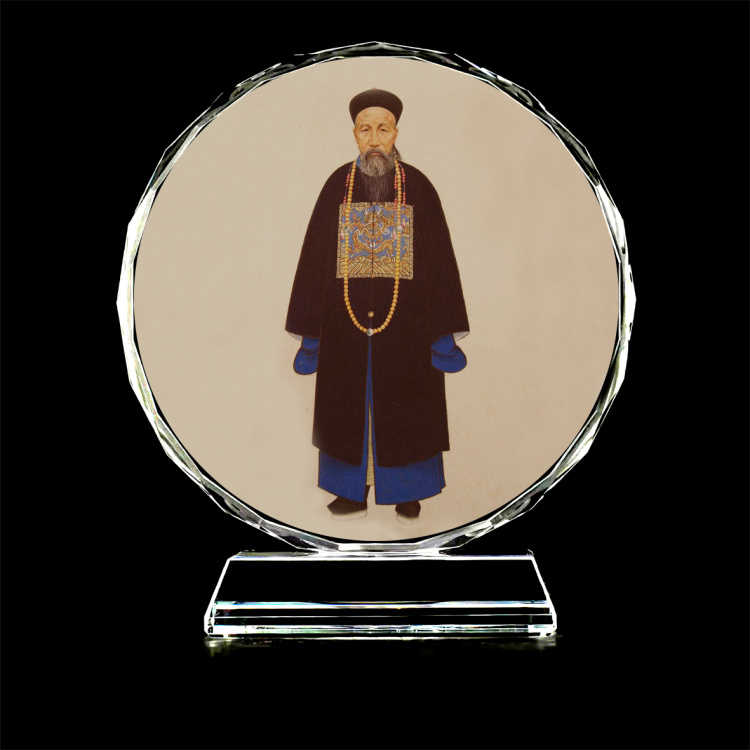 名人曾国藩画像书房办公室水晶玻璃摆件桌面摆台装饰摆件创意定制图片
