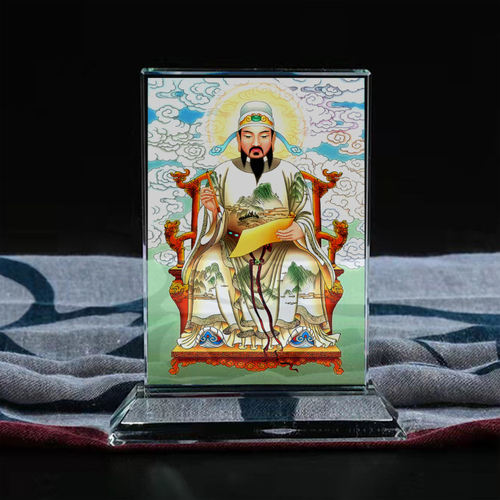 文昌帝君画像摆台水晶摆件定制