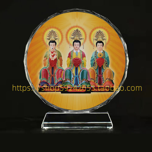 三霄娘娘画像水晶玻摆件桌面摆台