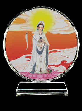 眼光老母娘娘画像水晶摆件摆台