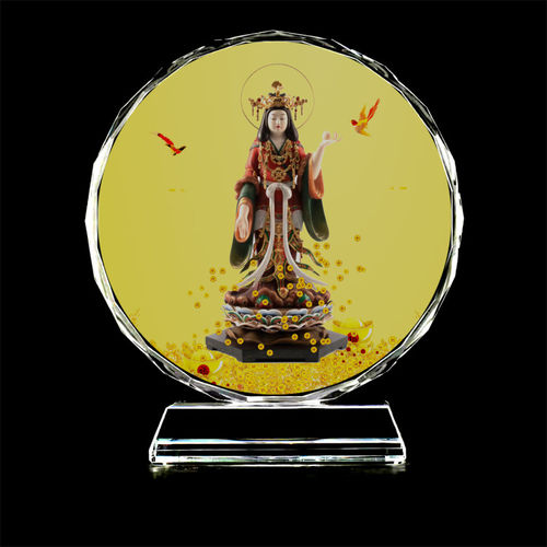 供奉大吉祥天女画像摆台水晶摆件家居桌面装饰创意工艺品照片定制