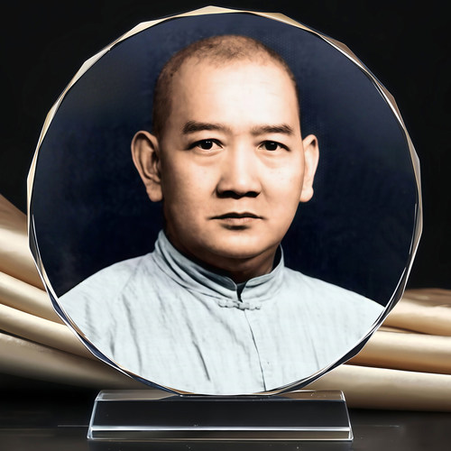 佛山武术家黄飞鸿画像水晶摆台书房办公室桌面工艺品摆件照片定制