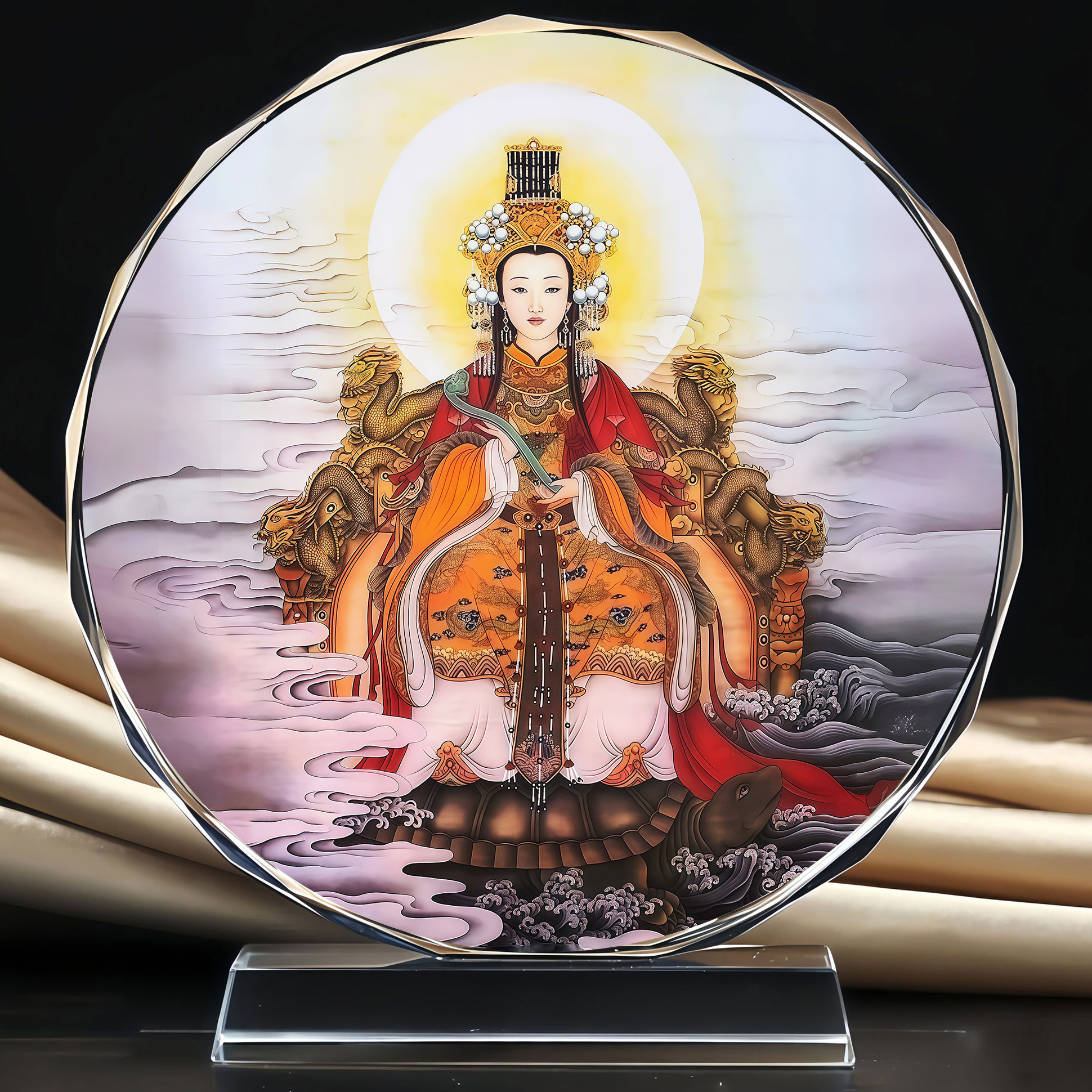 妈祖娘娘天后圣母水晶摆台办公室桌面工艺品文创礼品供奉摆件定制