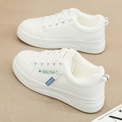 冬季加绒小白鞋女2025新款百搭棉鞋子爆款学生板鞋保暖休闲运动鞋