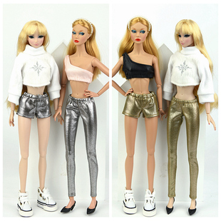 短裤 长裤 超模心怡pp微弹金色银色皮裤 30cm娃娃6分娃衣服fr打底裤