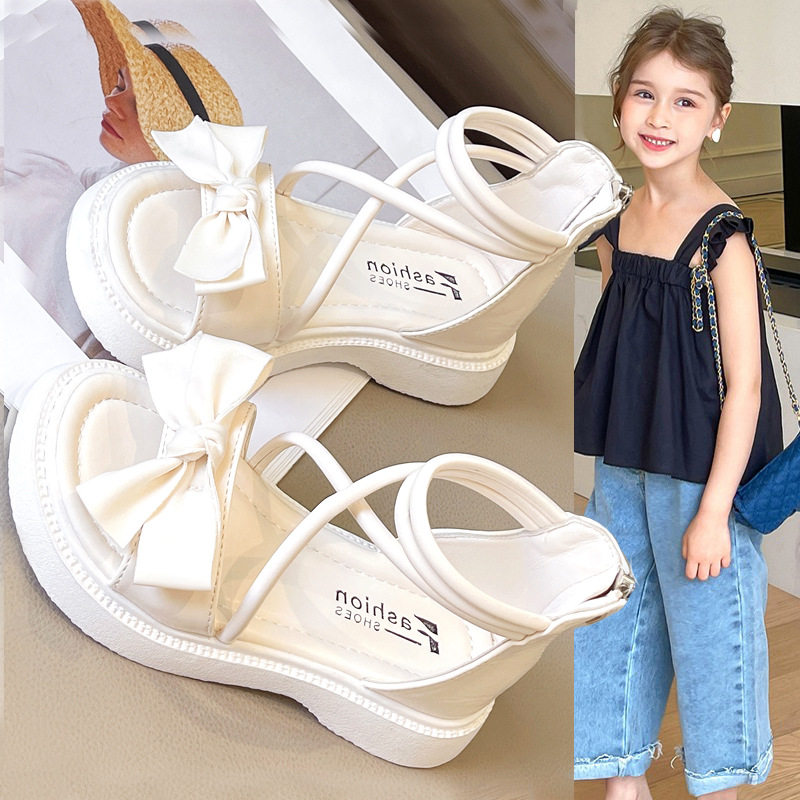 女童凉鞋公主2026新款夏季夏款蝴蝶结爆款中大童洋气软底罗马高帮