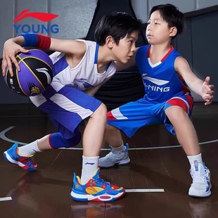 李宁儿童篮球套装男童青少年小学生训练比赛球衣中大童背心速干服