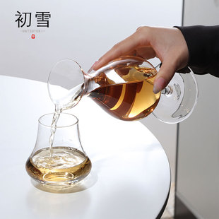 小红书网红茶器/初雪水晶玻璃中古分茶器公道杯 高脚聚香公杯茶海