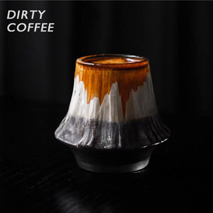 Dirty之王 美式 冰咖杯烈焰富士山 中古玻璃杯 網紅臟咖啡專屬杯子
