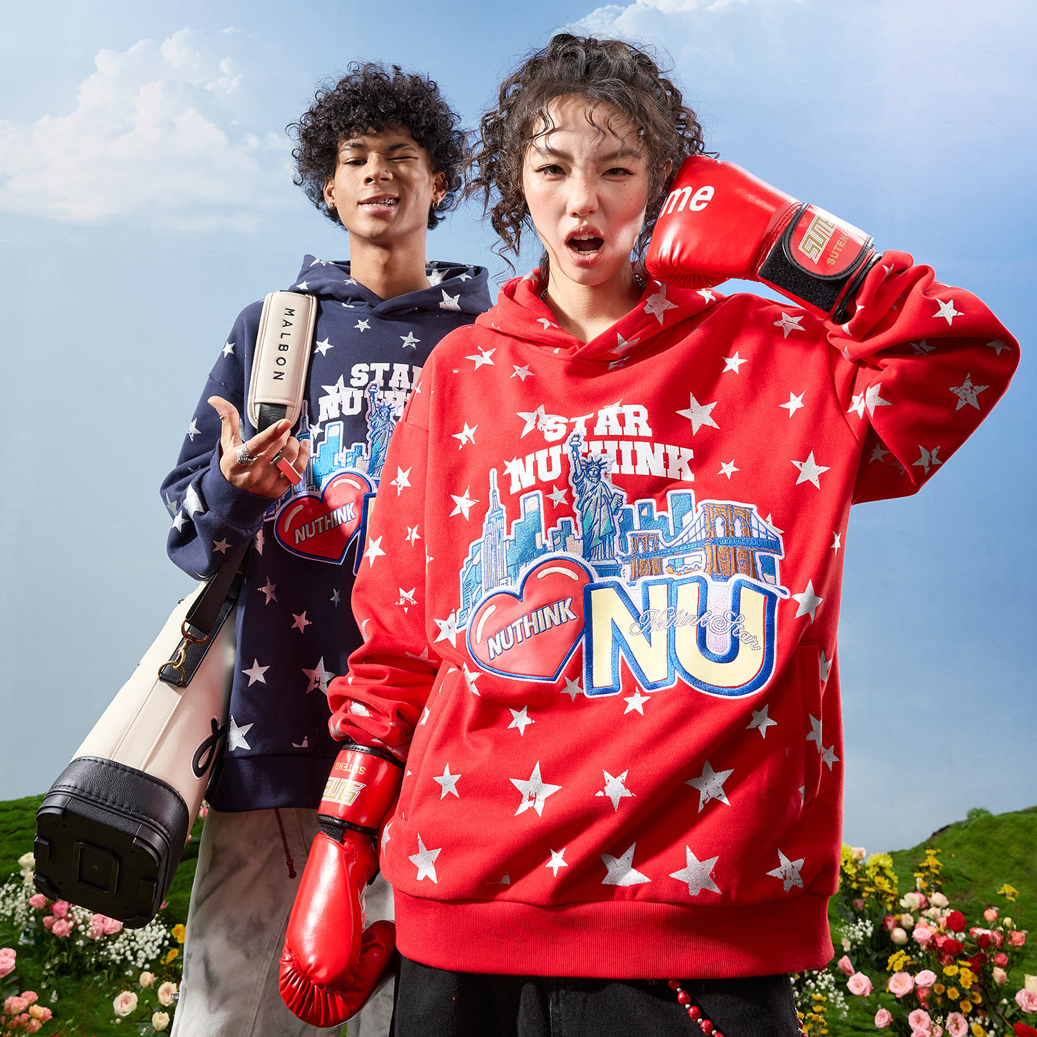Nuthink美式纽约五角星字母卫衣