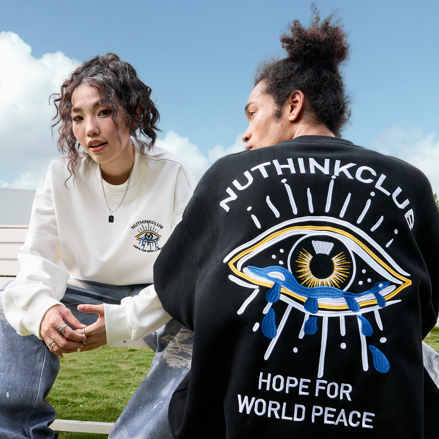 Nuthink美式潮牌重磅刺绣卫衣男