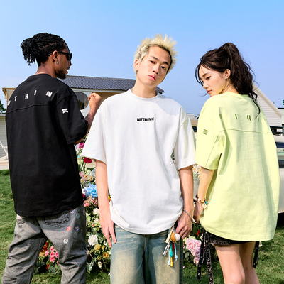 Nuthink多巴胺刺绣字母T恤男女